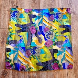 VIBRANT COLORS FLORAL POLYESTER SCARF 20 X 22 INCHES